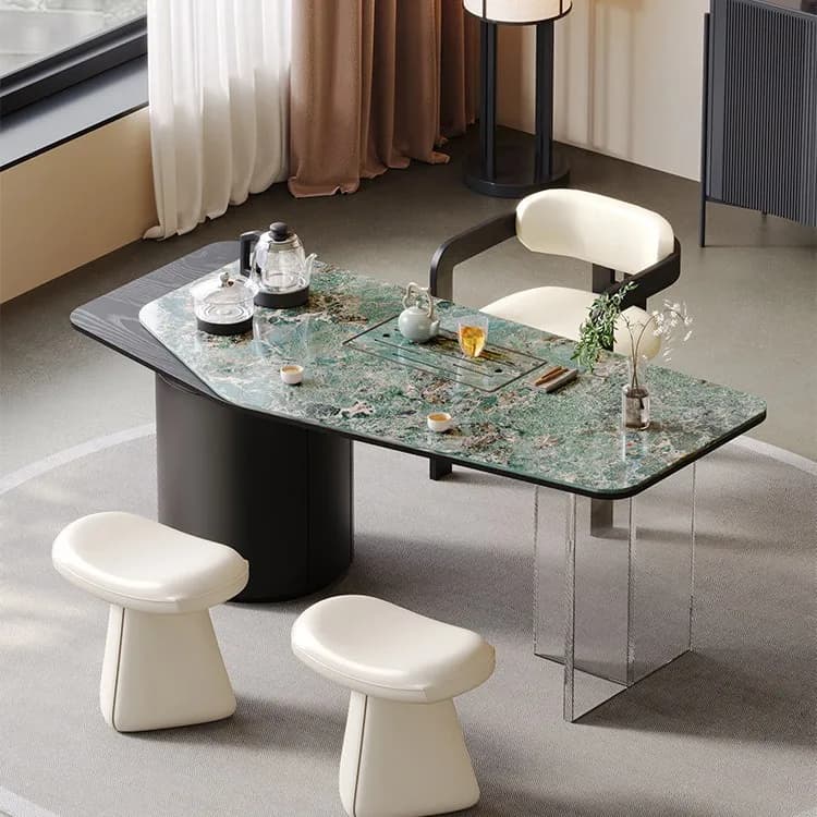 LH light luxury rock slab solid wood tea table household small apartment balcony modern simple small tea table