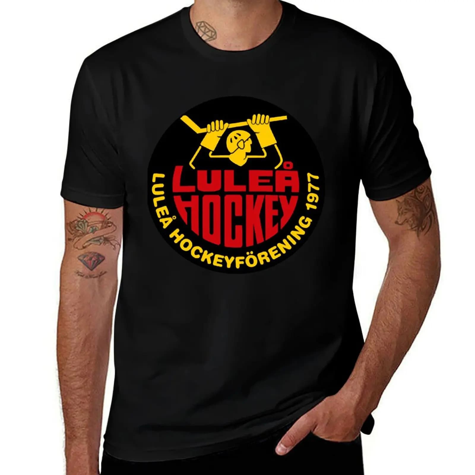 Lule? HF Ice Hockey T-Shirt t shirt man plain cotton t shirts man 100%