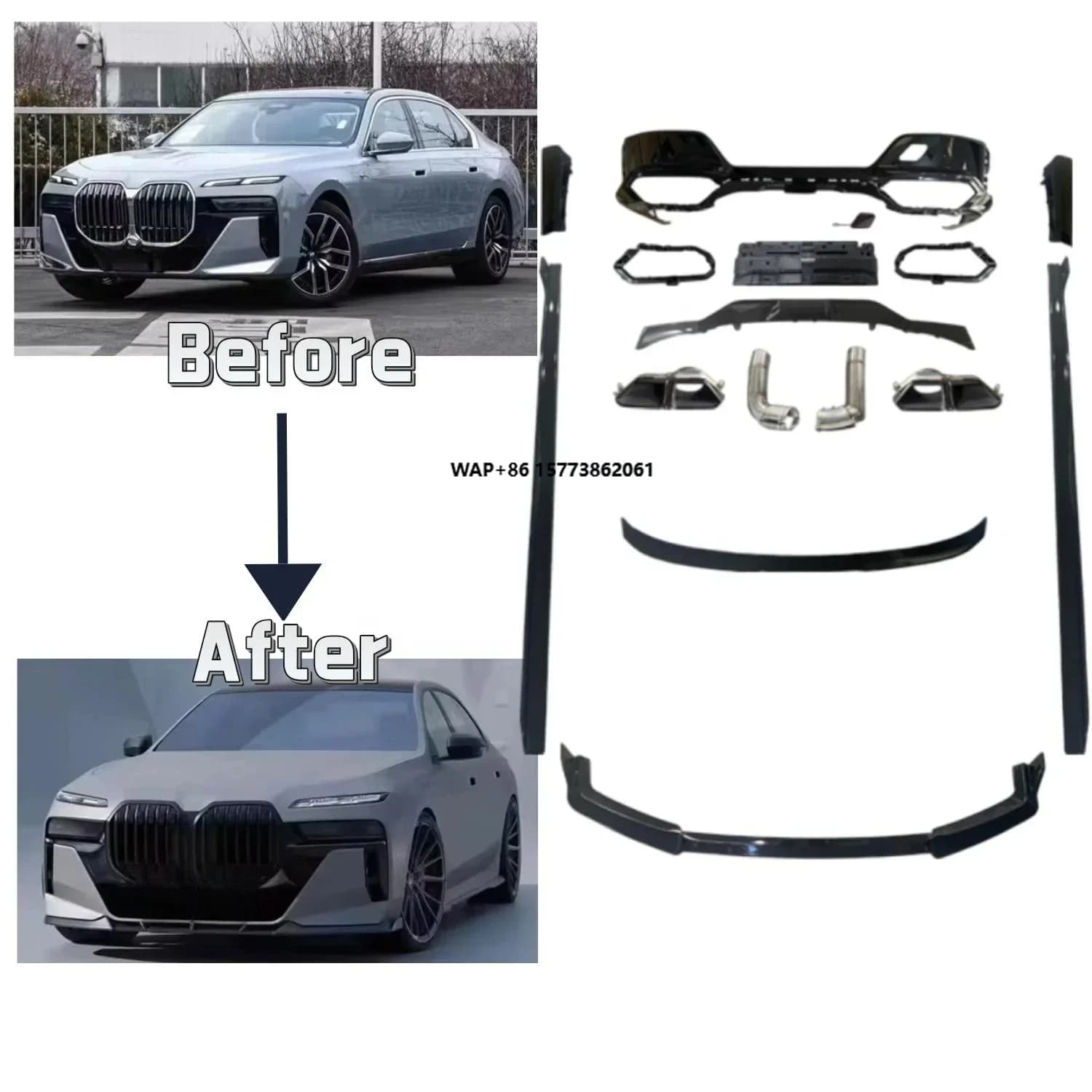 7 Series Body Kit G70 2032 Modified Bumper Fender Upgrade to 2023 M760 Facelifts  Car Bumper Grille Side Skirts Parts for BMer