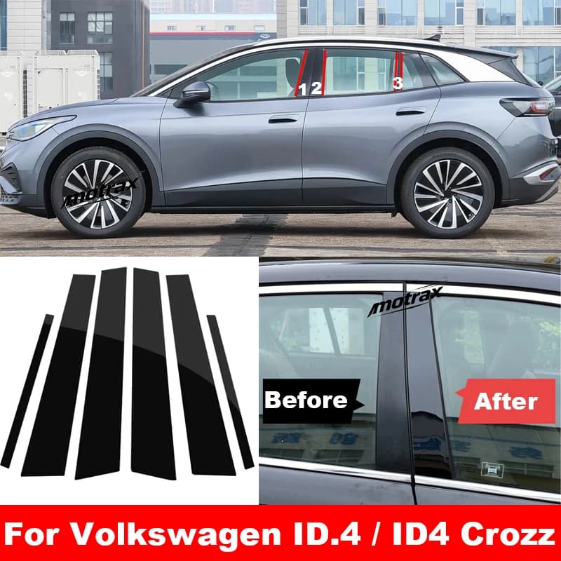 For VW Volkswagen ID4 CROZZ ID4 2020-2025 Car Door Side Window Decor Pillar Posts Trim Cover Sticker Glossy Accessories