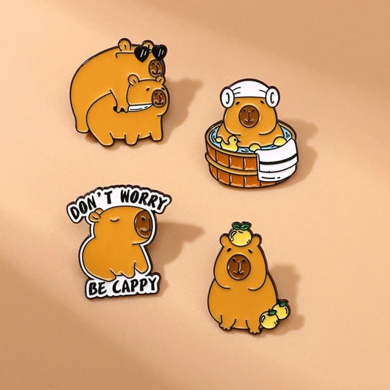 Creative Cute Cartoon Capybara Brooch Casual Badge Pin Decorative Accessory For DIY Clothes Bag Shoes Hat Scarf T-shirt Jeans