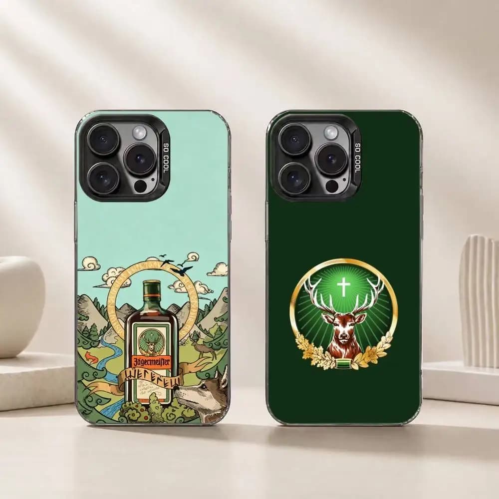 Jagermeister l-logo Phone Case For iPhone 17,16,15,14,13,12,11 Plus,Pro Max,XS,Colored Silver Plated Inside Cover