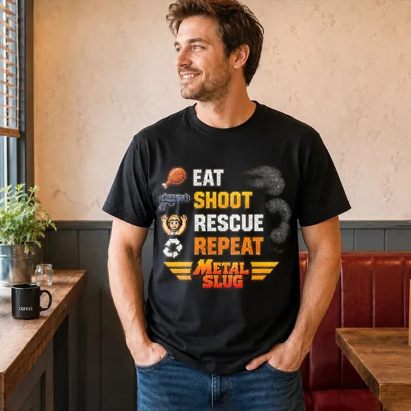 Retro Action Shooter Gaming Metal Slug Classic T Shirt 0812 Arcade Game Graphic Tee Unisex Short Sleeve Casual Streetwear Top