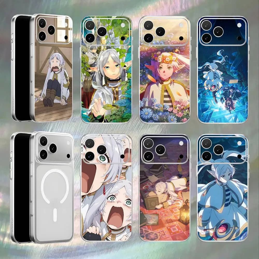 F-FrierenS S-Sousou Anime Transparent White Phone Case For iPhone 17,16,15,14,13,12,11,Pro,Max,Plus Magnetic Wireless Charging