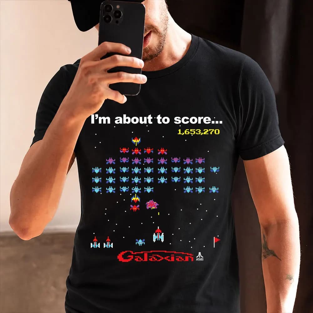 Mod.01 Arcade Galaga 1981 Space Invaders Video Game Juego Gift T-shirt for gamer 80s Console Aliens 8-Bits games tee S-6XL