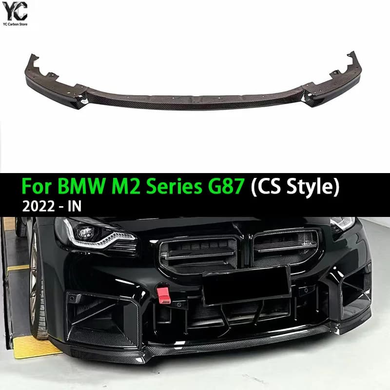 Dry Carbon Fiber CS Style Front Bumper Lip Splitters Spoiler New Auto Part for BMW M2 G87 Front Lip 2022+
