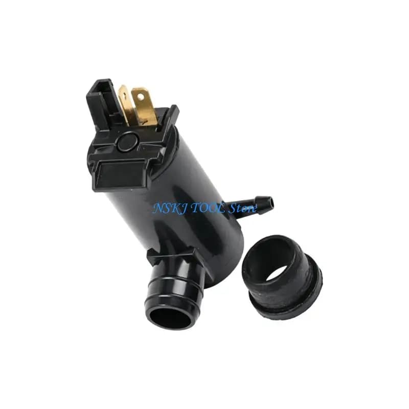 L8RC Windshield Cleaning Motor for Front Washer Service, Black ABS Housing with 2 Blade Contacts and 5 mm Outlet Port