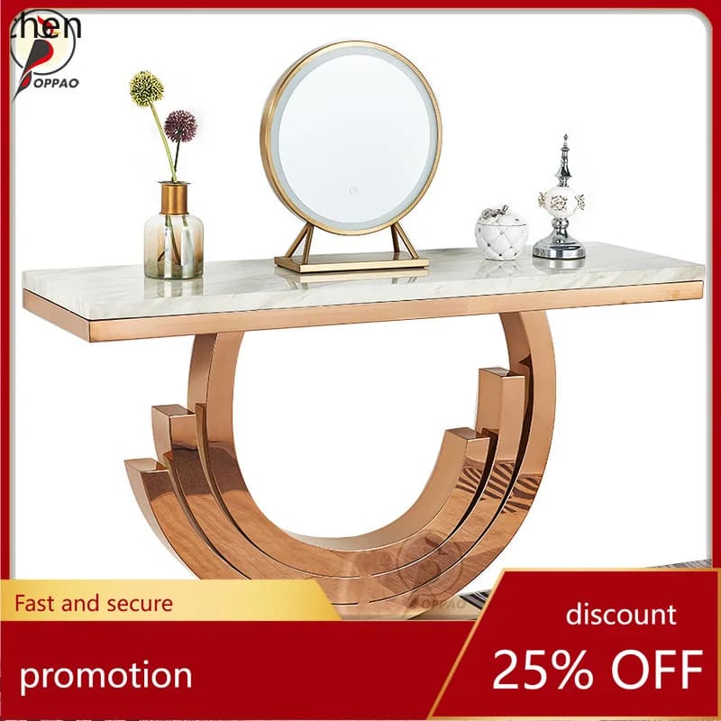 YFY Entryway Table Light Luxury Style Marble Entryway Table Modern Simple Semi-Circular Wall-Mounted Hallway Entryway