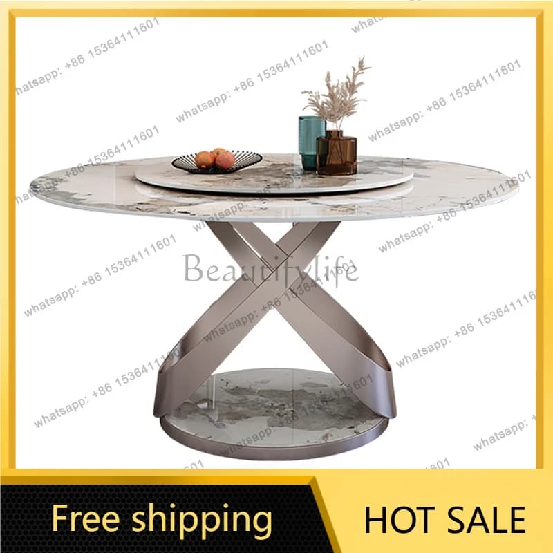 Luxury Round Dining Table Chairs Hallway Console Marble Dining Table Designer Lounge Restaurant Mesas