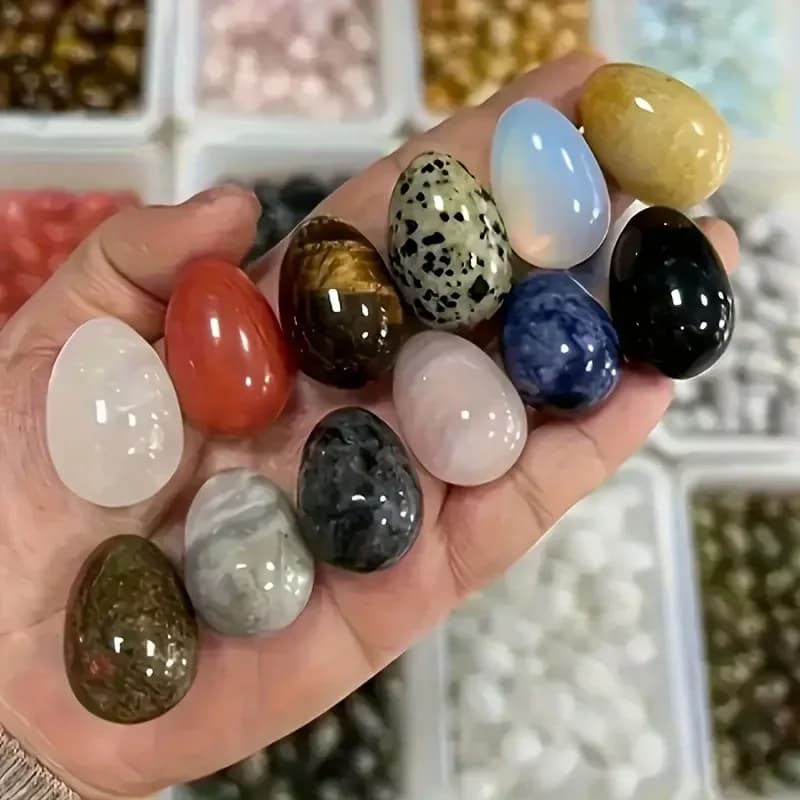 10/20pcs Natural Stone Crystal Egg Polished Gemstone Chakra Reiki Healing Desk Aquarium Home Decor Easter Christmas Gift