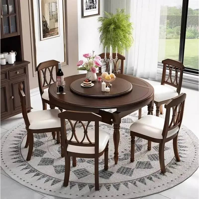 Designer Set Dining Table Design Decorations Style Modern Solid Wood Dining Table Restaurant Walnut Mesas De Comedor Furniture
