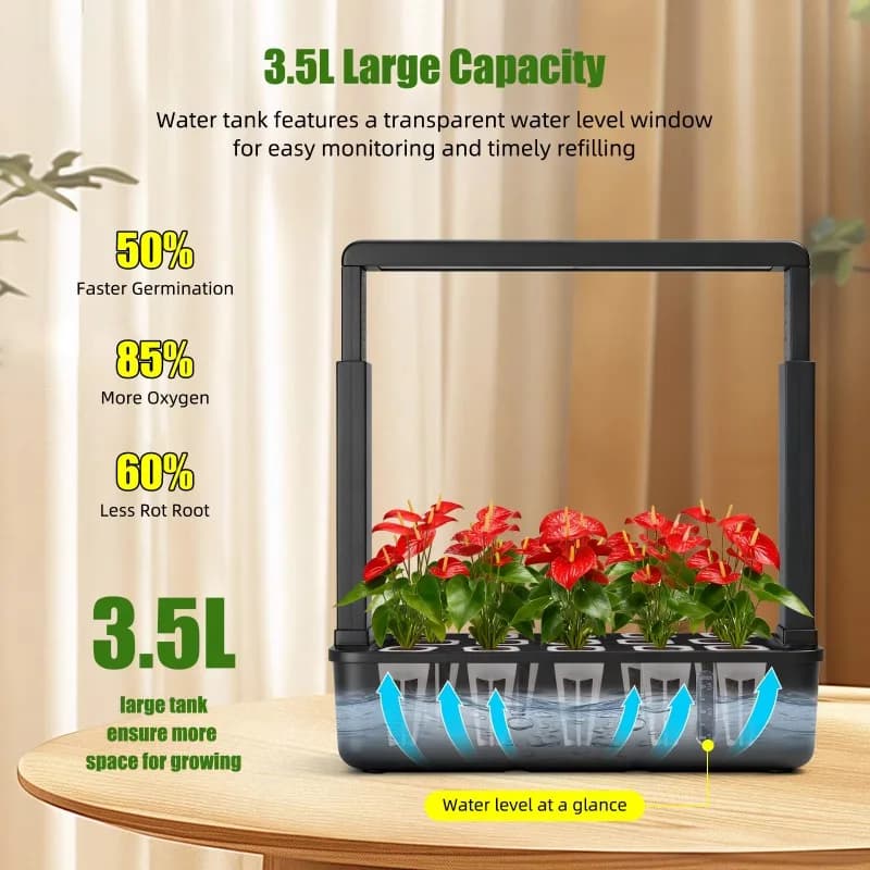 Indoor LED 15 Tube Hydroponics Smart Garden System To Grow Fresh Herbs and Vegetables At Home
