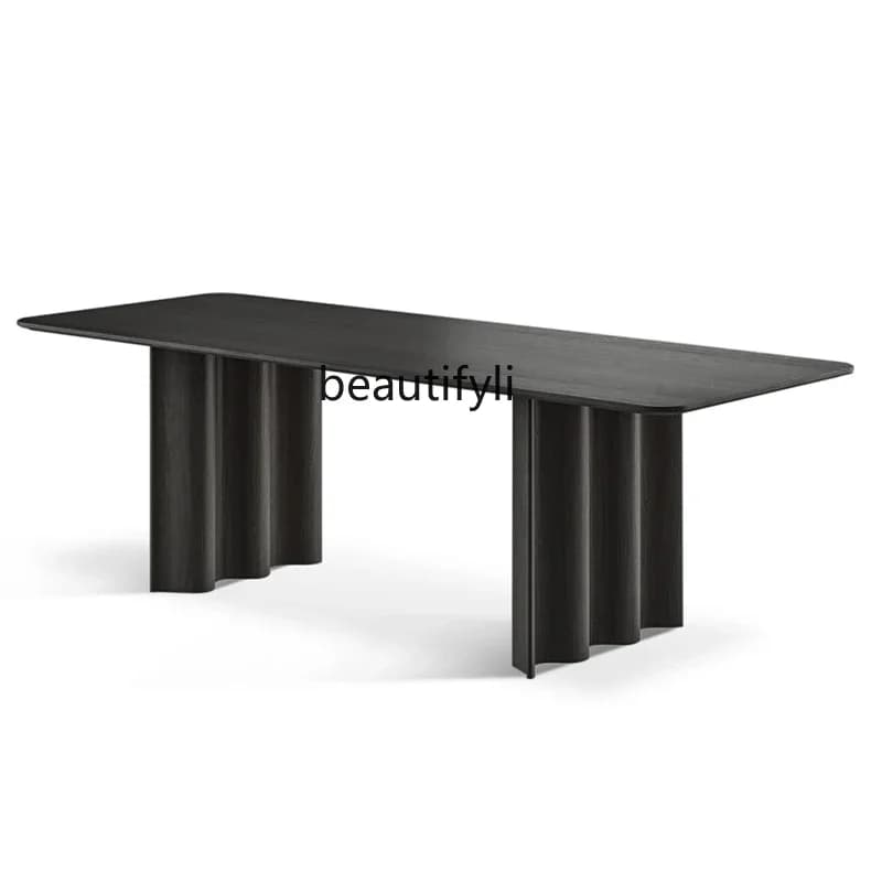 ljyMedieval style long table modern simple solid wood dining table log style home dining table designer rectangle