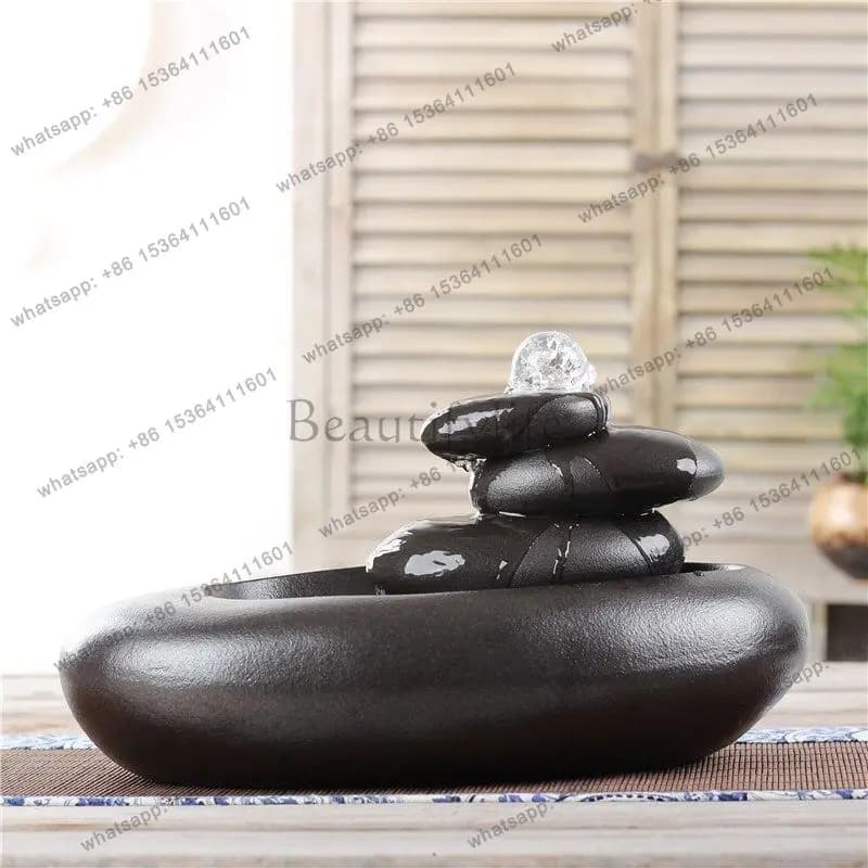 Circulating water flow, flowing water ornament, transshipment, lucky office decoration, modern simple ceramic zen