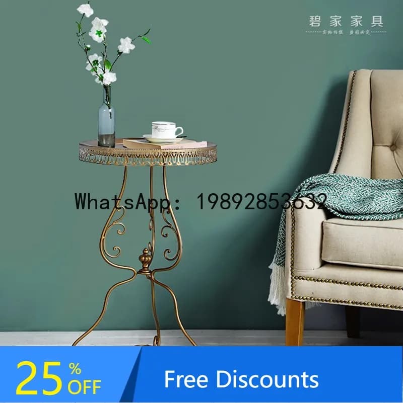 Vintage Iron Art Coffee Table Side  Small Round Table Sofa Side  Balcony Flower Stand Coffee Table