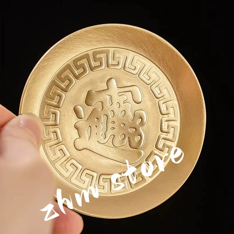 1pc Small Copper Buddhist Tibetan Chinese Fengshui Collective Water Wealth Home Putting Decorate Tray/Dishes