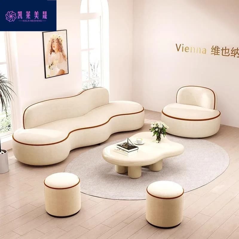 Hxl creamy arc-shaped lambswool sofa - reception sofa