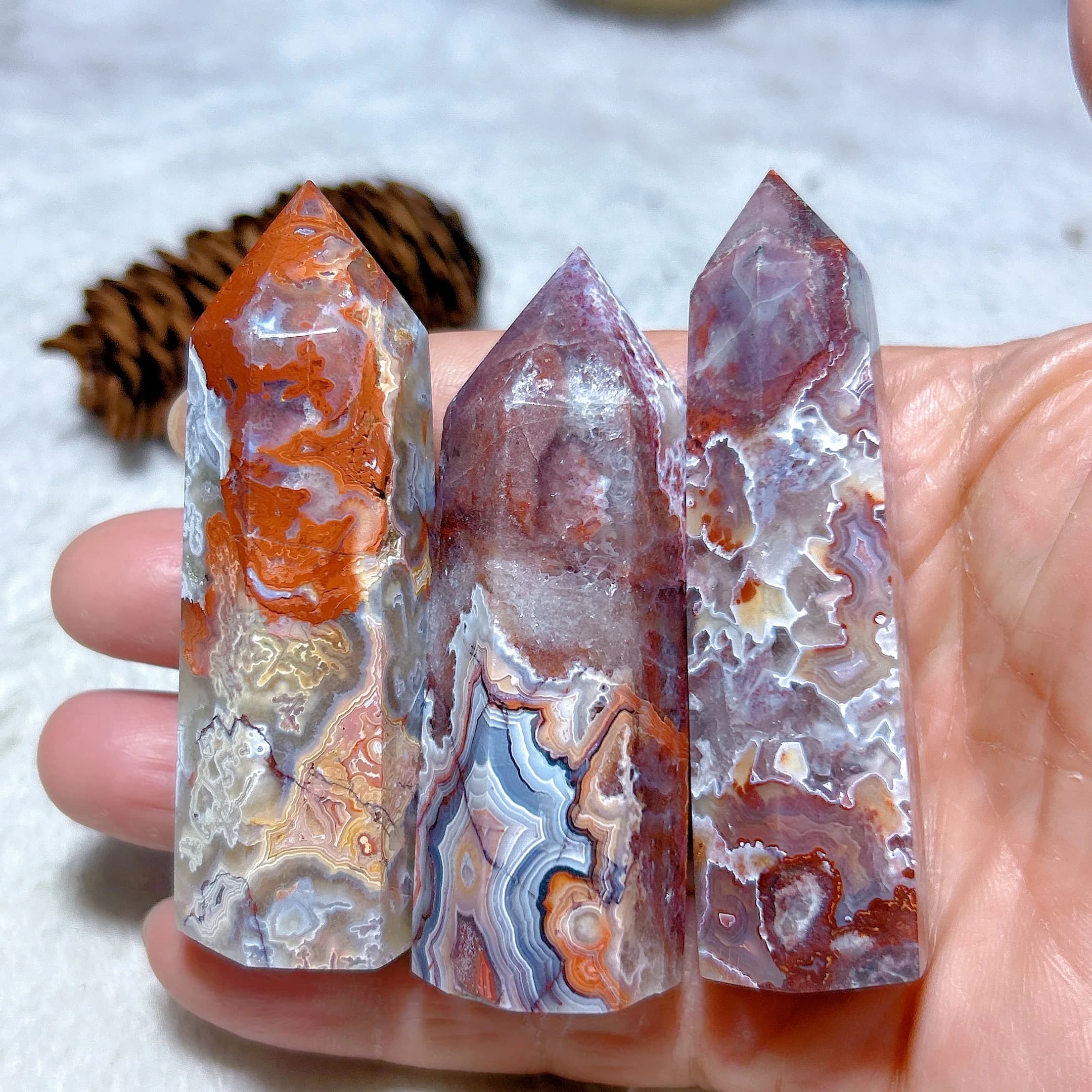 Healing Natural Crystal Mexico Agate Druzy Tower Point Gemstones High Quality Mineral Energy Home Decorations Gift