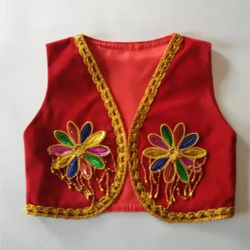 Man Or Boy Ballet Dance Vest With Rainbow Flower,  Prince Embroidered Ballet Vest Stage Performance Costume