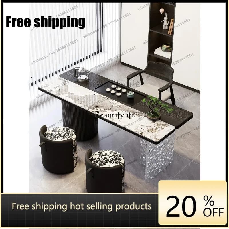 JJ Solid wood balcony tea table small modern simple light luxury high-end 2025 new model