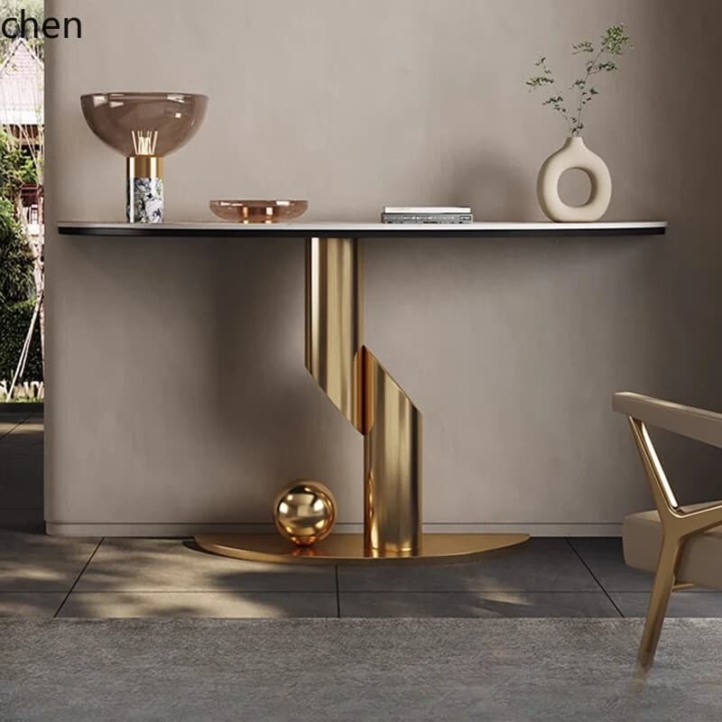 YFY  Entrance Slate Entrance Table Against the Wall Villa Hotel Office Home Art Semicircular Entrance Platform