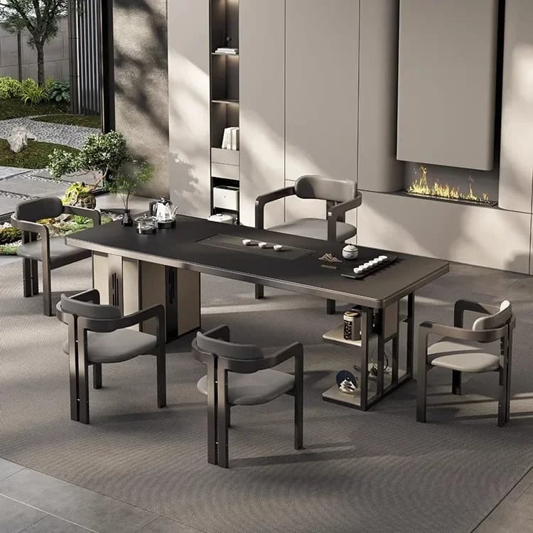 New Chinese Black Premium Light Luxury Rock Panel Tea Tablel17