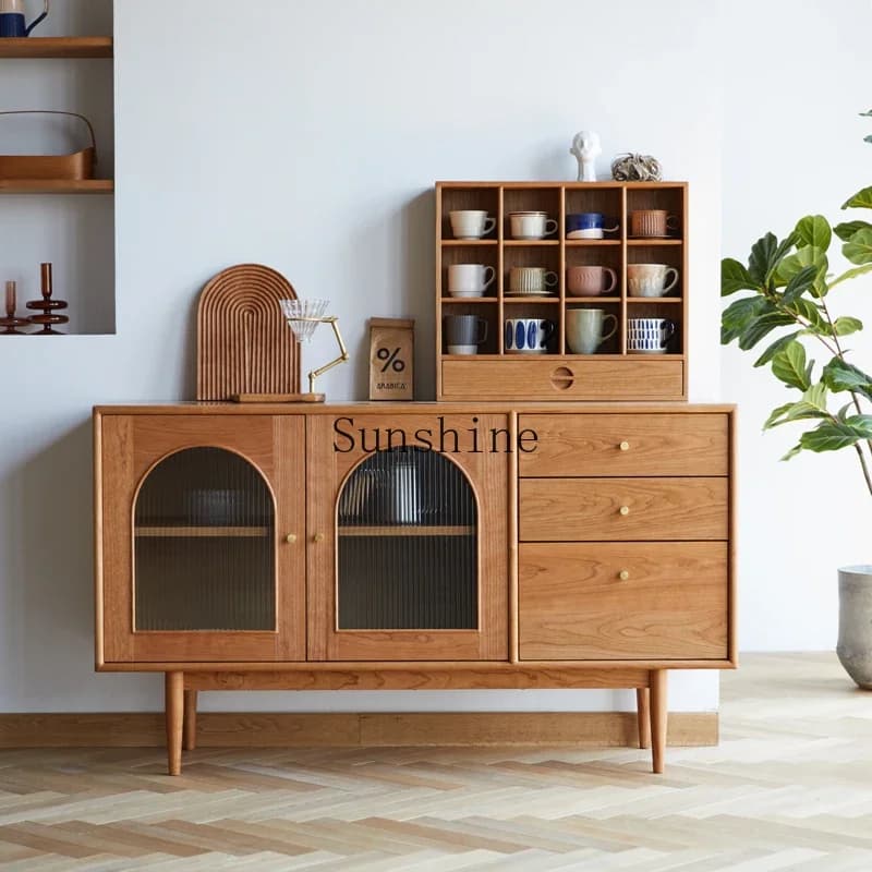 Cherry wood dining side cabinet living room against the wall bucket cabinet storage medieval  FT