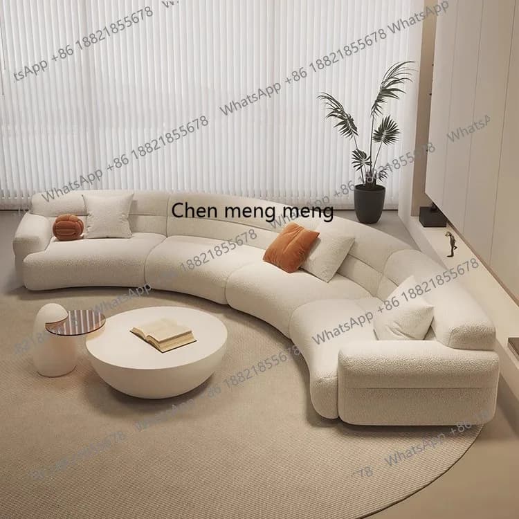 Minimalist new fan-shaped large flat-layer curved sofa customized left and right concubine lamb wool large apartment