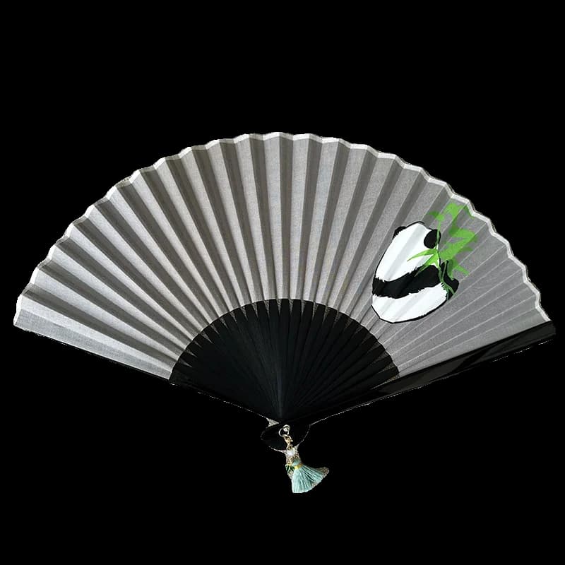 Cartoon Panda Pattern Folding Fan Portable Summer Cooling Daily Fan for Hanfu Gift Chinese Style Photo Prop Lightweight