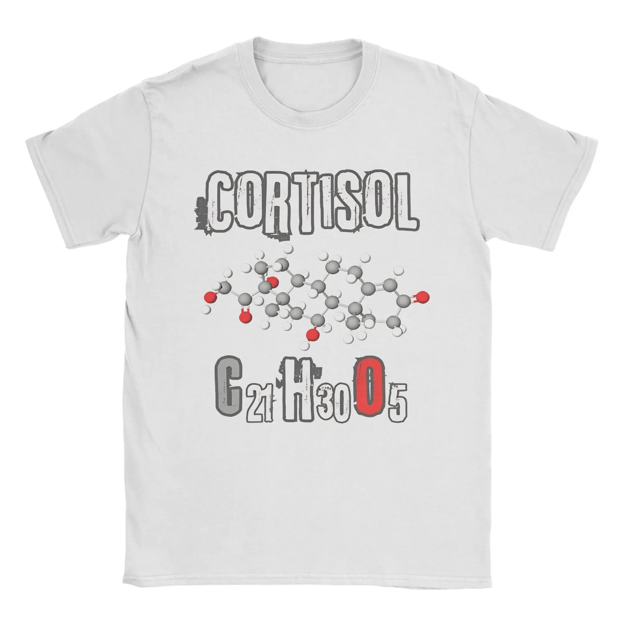 Cortisol Molecule Designs T Shirts Men's  Pure Cotton Novelty T-Shirts Round Neck  Tees Short Sleeve Tops Printed