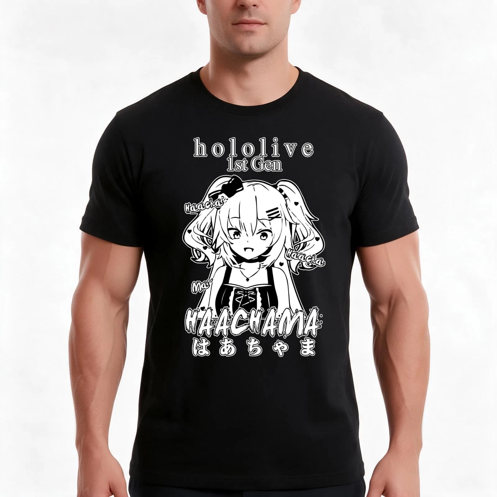 Haachama 1st Gen Hololive T-Shirt, Summer Casual Cotton Tee, Oversized Streetwear Tops, Vintage Graphic Print, Unisex Men Women