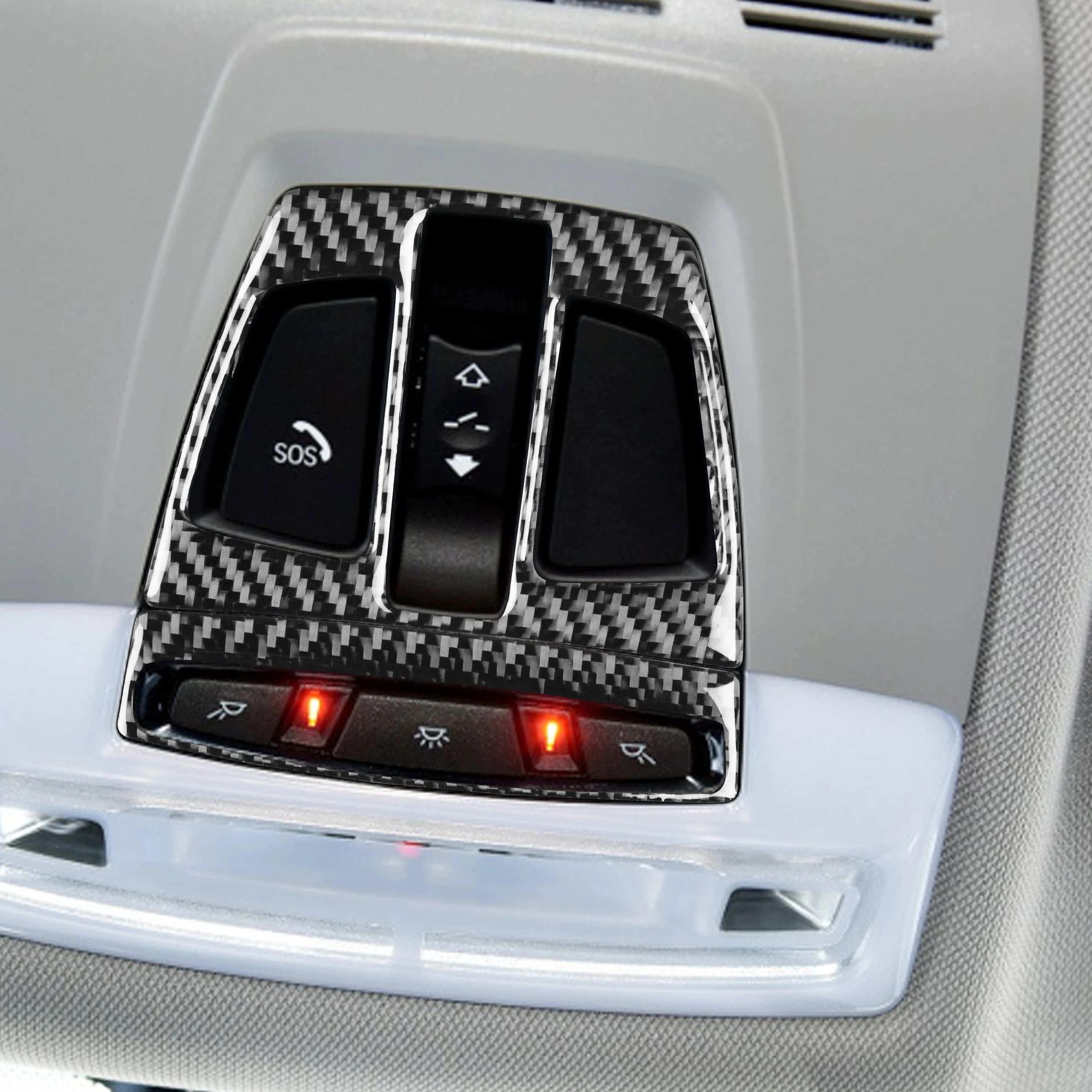 For BMW X5 F15 2014-2018 Carbon Fiber Roof reading lamp control Panel Trim Cover Car Accessories Interior Decorative Stickers