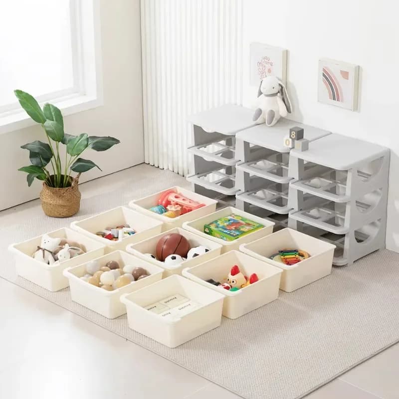 Three-layer children's storage with drawer box storage device children's wardrobe daycare furniture toddler
