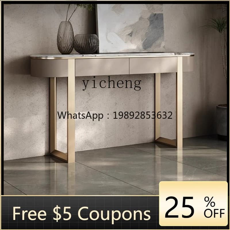R1  marble entrance table high-end living room corridor against the wall rock slab entrance decorative cabinet