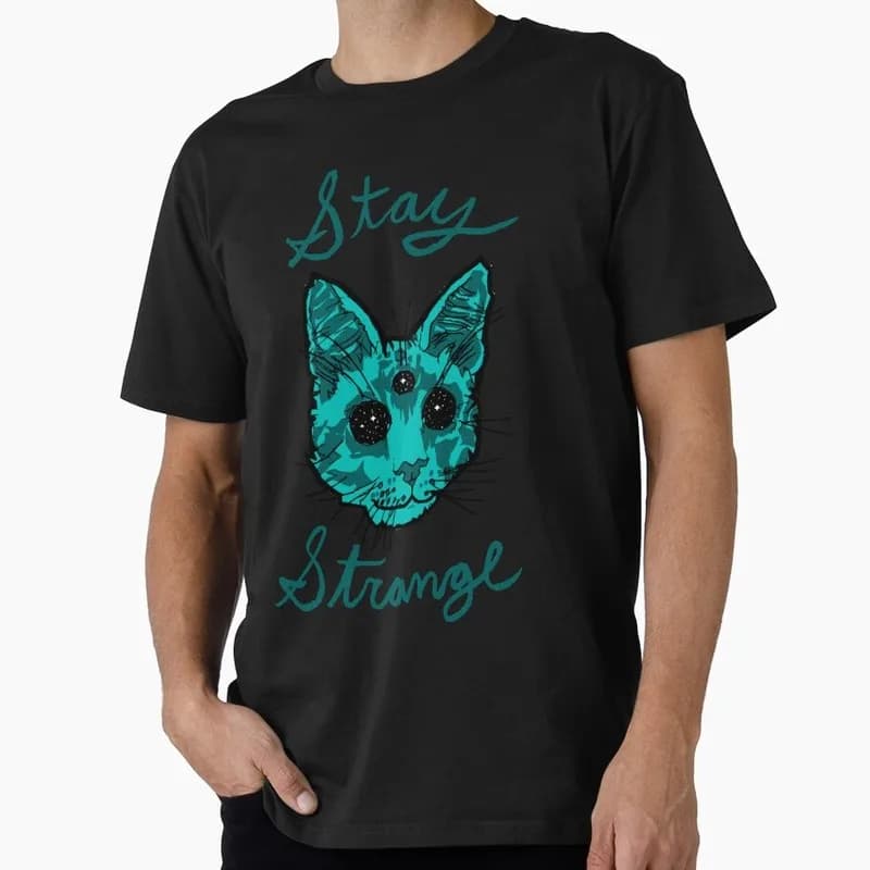 Stray Video Game Cat Graphic T‑Shirt O‑Neck Short Sleeve Unisex Tees Cyberpunk Stray Cat Print Casual Streetwear For Gamer Fans