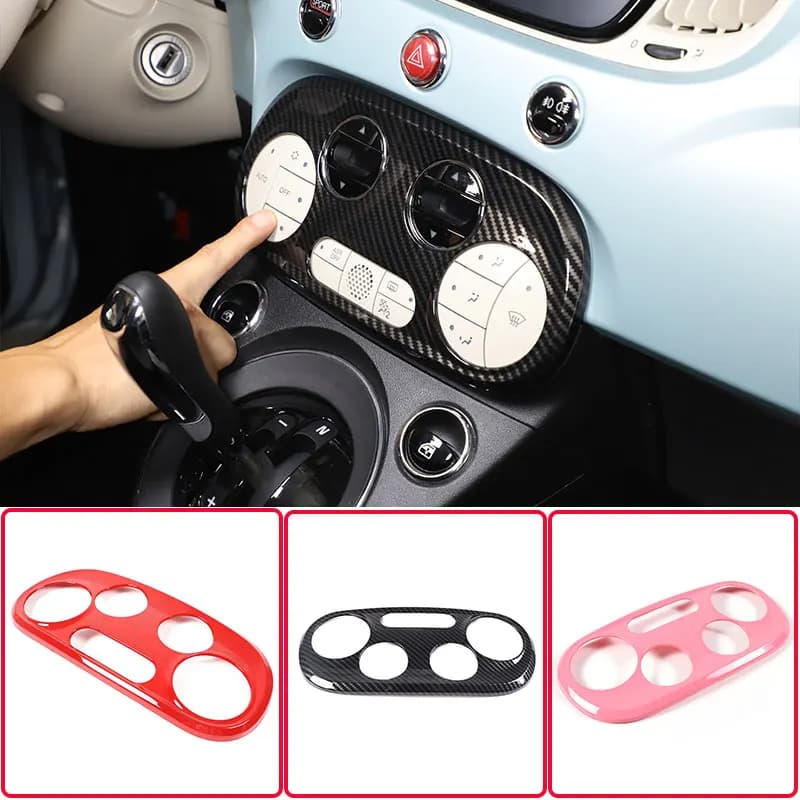 ABS Carbon Fiber for Fiat 500 2016+ Car Air Conditioning Adjustment Switch Frame Cover Sticker Car Protection Accessories 1Pcs