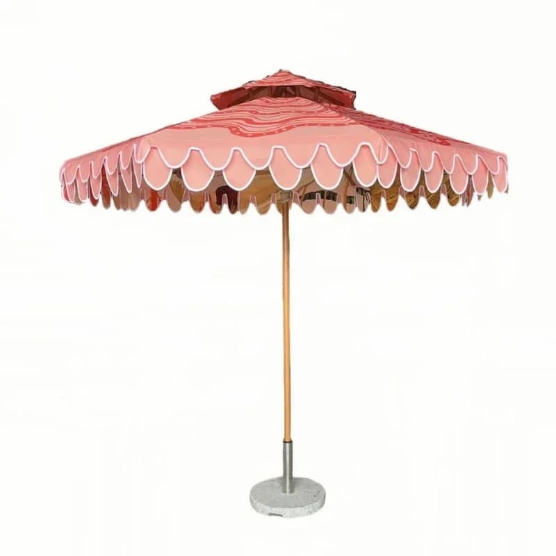 Outdoor parasol double-sided printing can be proofed umbrella frame aluminum alloy material double-top wave vertical edge
