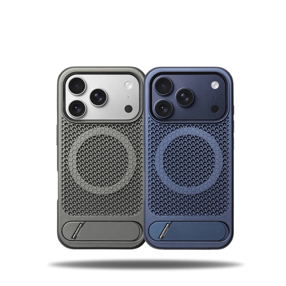Matte Honeycomb Mesh Cooling For Magsafe Case for iPhone 17 Pro Max Air 16 15 14 Heat Dissipation Kickstand Holder Stand Cover