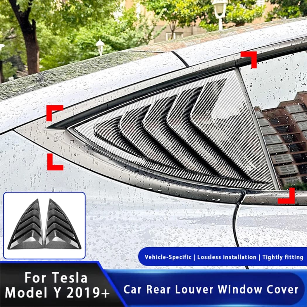 For Tesla Model Y 2019+ Car Rear Window Shutter Cover Trim Window Louver Side Vent Trim Auto Accessories