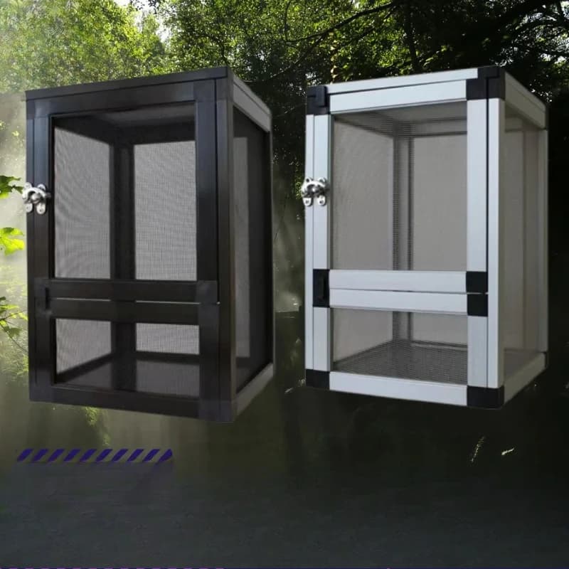Reptile Cage Reptile Tank Portable Breeding Box Reptiles Habitat Air Screen Cages for Frog Pet Transport Bearded Dragon Turtles