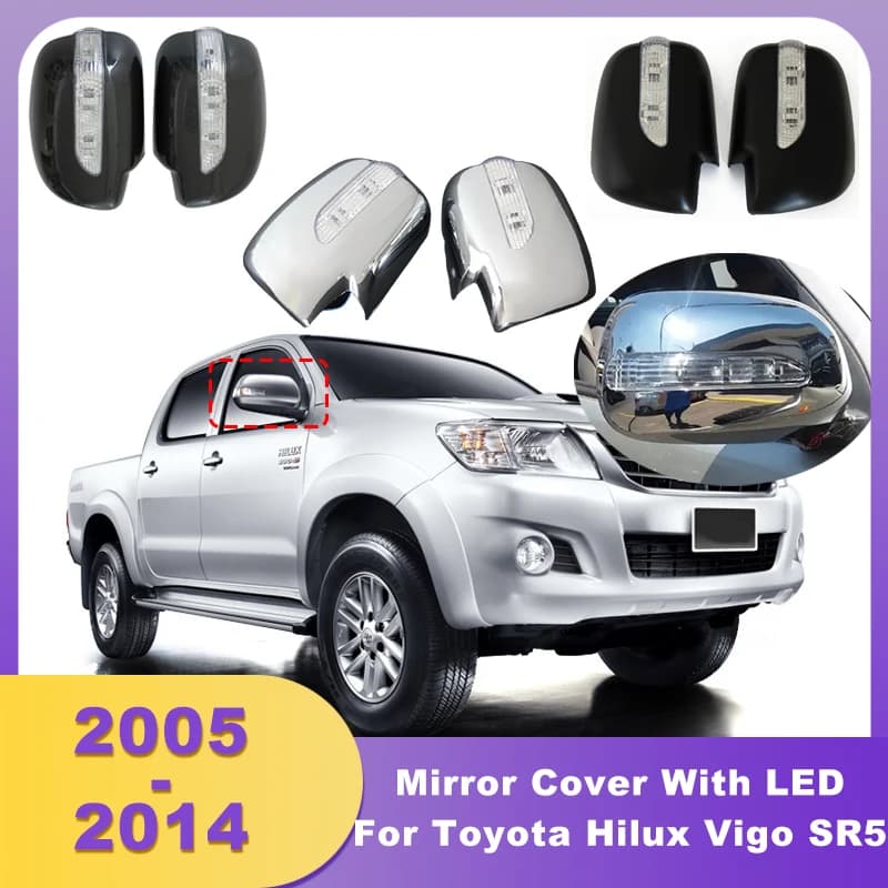 Side Mirror Covers With LED Signal Lamp For Toyota Hilux Vigo SR5 2005 2006 2007 2008 2009 2010 2011 2012 2013 2014 Double Cabin
