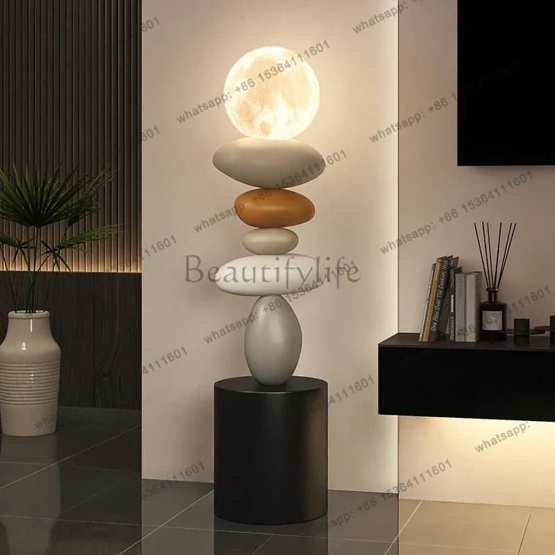 p55Modern Art Home Decor Stone Sculpture Light Luxury High-end  Decorative Accessories Creative Luminous Floor Ornament