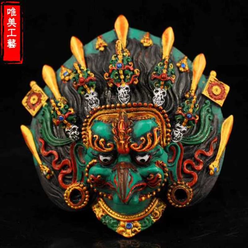 Nepal collected handmade colored drawing gold eagle hand Lacquerware hung statue,for guard  house, exorcise evil spirit
