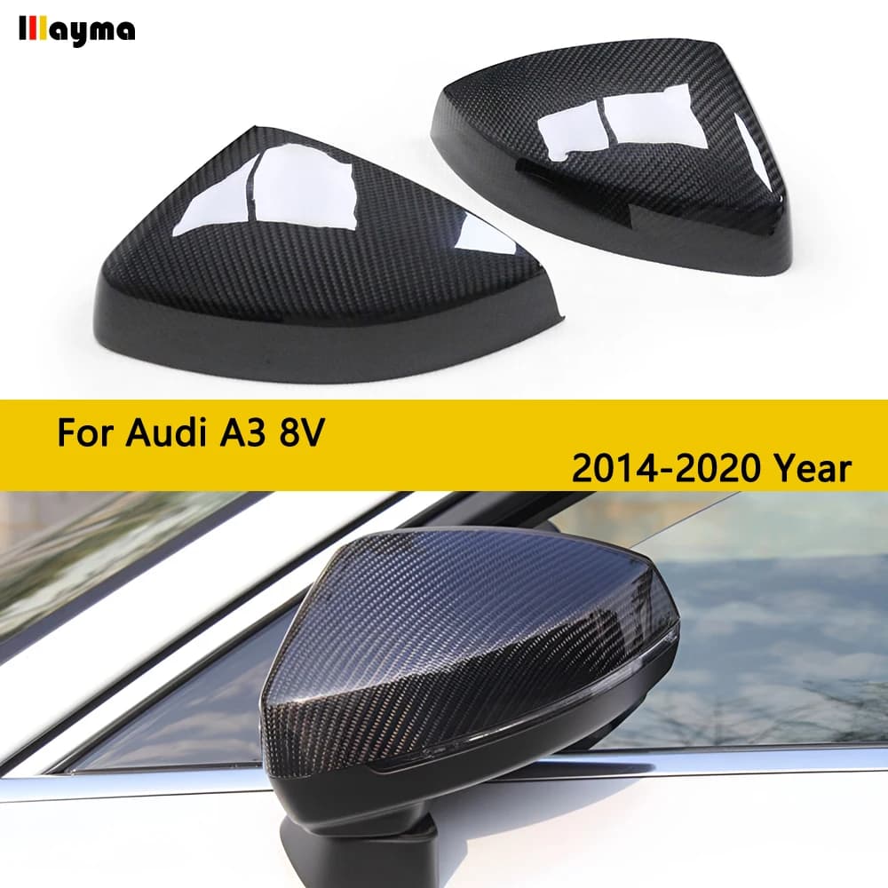 Real Carbon Fiber Car Side Rearview Mirror Cover Caps Sticker Style for Audi A3 8V Sportback Limousine 2014 - 2020 Sline S3 RS3