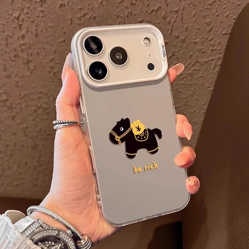 Ponny case for iPhone 17 16 15 14 13 12 11 Pro Max Phone Cases Matte Be Rich horse pattern Back Cover 2026 model