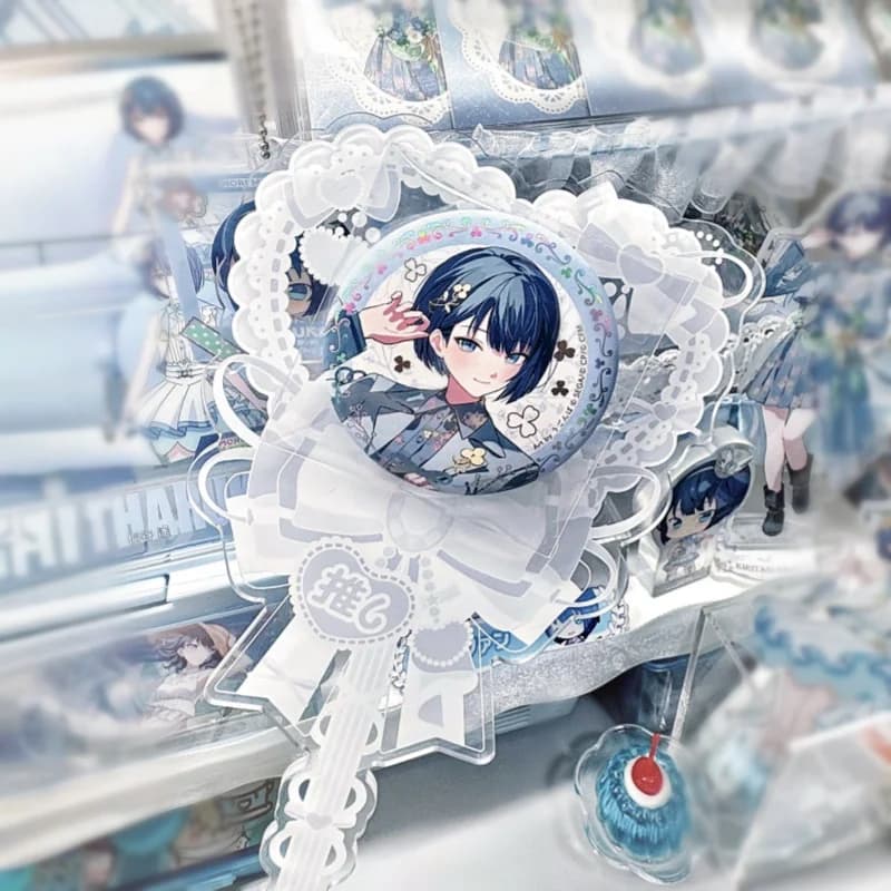 Sweet Lolita‑Style Heart‑Shaped Magnetic Acrylic Photo Booth Wand, Badge Display Stand, for Pin Collection & Fan Check‑in Decor