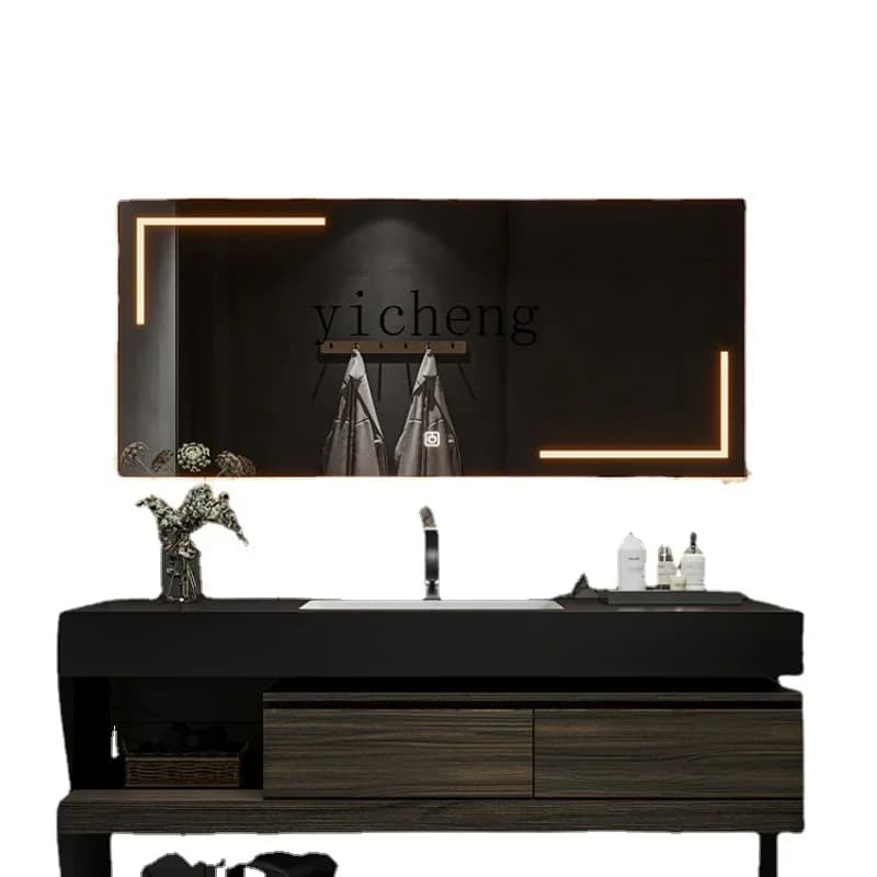 Bathroom Modern Minimalist Bathroom Cabinet Combination Stone Plate Hand Washing Washbasin Cabinet Combination