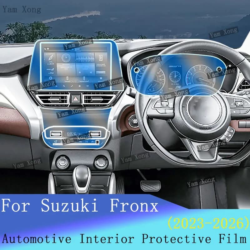 Car Gear Panel Sticker For Suzuki Fronx 2023 24 25 2026 Full set interior Film Navigation screen TPU Transparent Protection Film