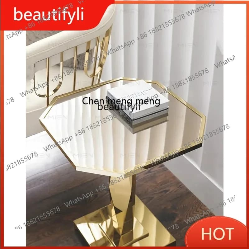 A85 Light Luxury Stainless Steel Mirror Light Gold Sofa Side Table Living Room Simple Metal Side Table