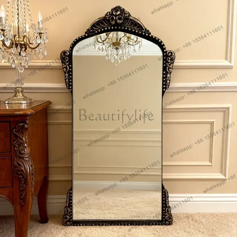 French retro full-length mirror wall-mounted entrance full-body mirror fitting mirror bedroom floor